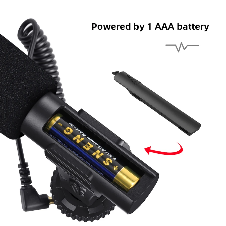MAMEN video-opnamemicrofoon met lange veerkabel Plug and Play voor telefoon SLR-camera voor Vlog Interview Podcast-microfoon