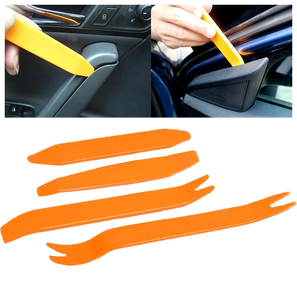 Herramienta de extracción de Radio para coche, Clip para puerta de Radio, Panel embellecedor, tablero, herramienta de palanca de extracción de Radio, Kit de desmontaje Interior de automóvil, 4 Uds.