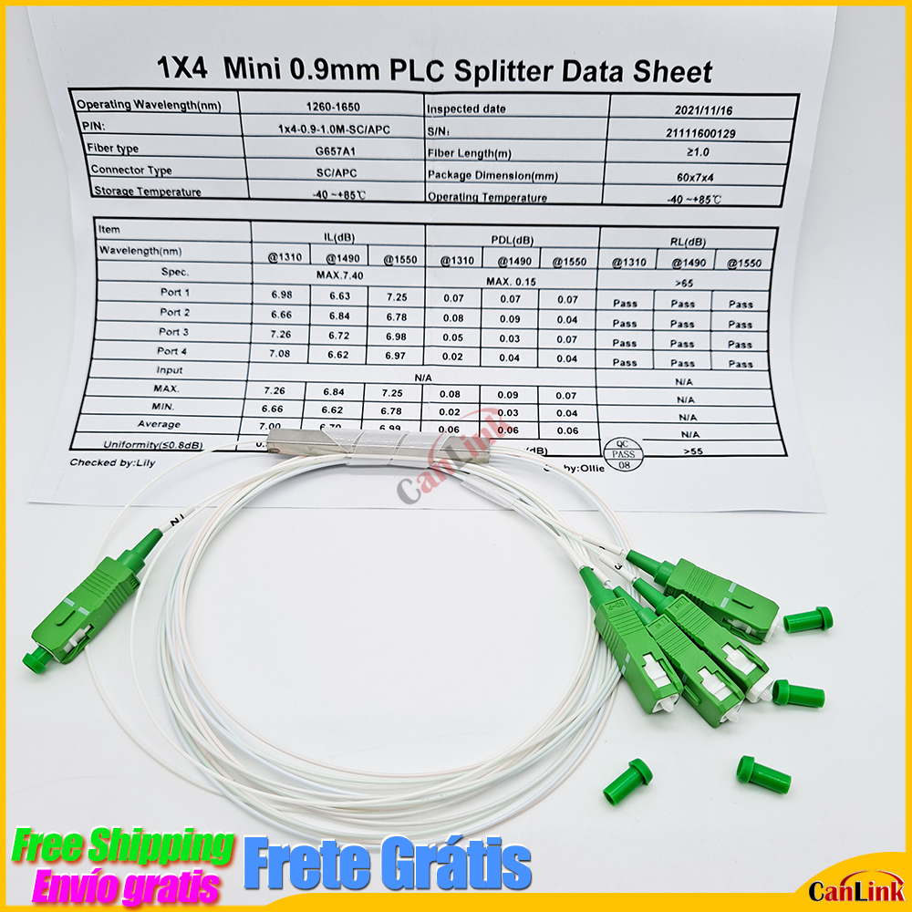Разветвитель ПЛК 1X2 1X4 1X8 1X16 1X32 SC/APC SM одномодовый 0,9 мм G657A1 ПВХ LSZH 1 м FTTH оптоволоконный разветвитель