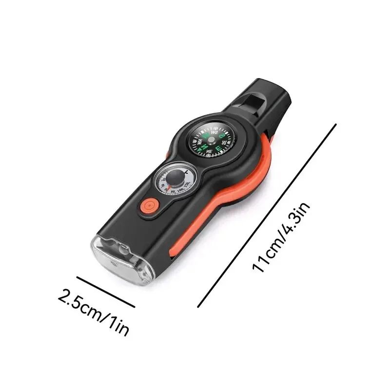 Zk30 7 in1 Überlebens pfeife im Freien Multifunktion ale Überlebens pfeife Taschenlampe Reflektor Lupe Fach Kompass