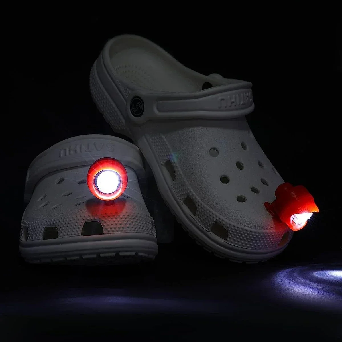 2 PC ไฟหน้าสําหรับ Croc ไฟขนาดเล็กโหมดรองเท้า Charms Clog รองเท้าแตะรองเท้าตกแต่ง Running Camping ตลกรองเท้าอุปกรณ์เสริม