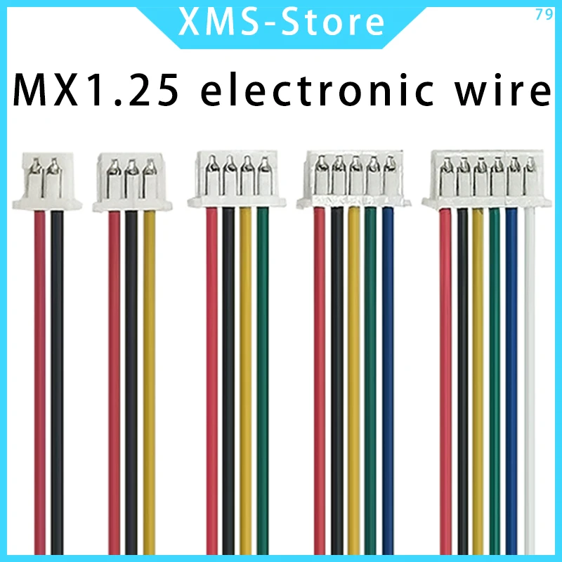 10 Uds JST MX1.25 MX 1,25mm conector de Cable 2/3/4/5/6/7/8/9/10/12 Pin 1,25 MM enchufe de paso 10CM/20cm/30CM longitud del Cable 28AWG