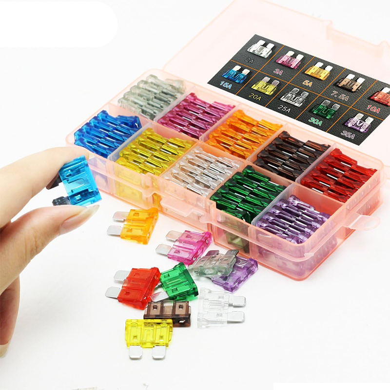 100 peças kit de sortimento de fusíveis de carro perfil tamanho médio tipo lâmina fusível auto carro caminhão 2-35a fusível com clipe de caixa