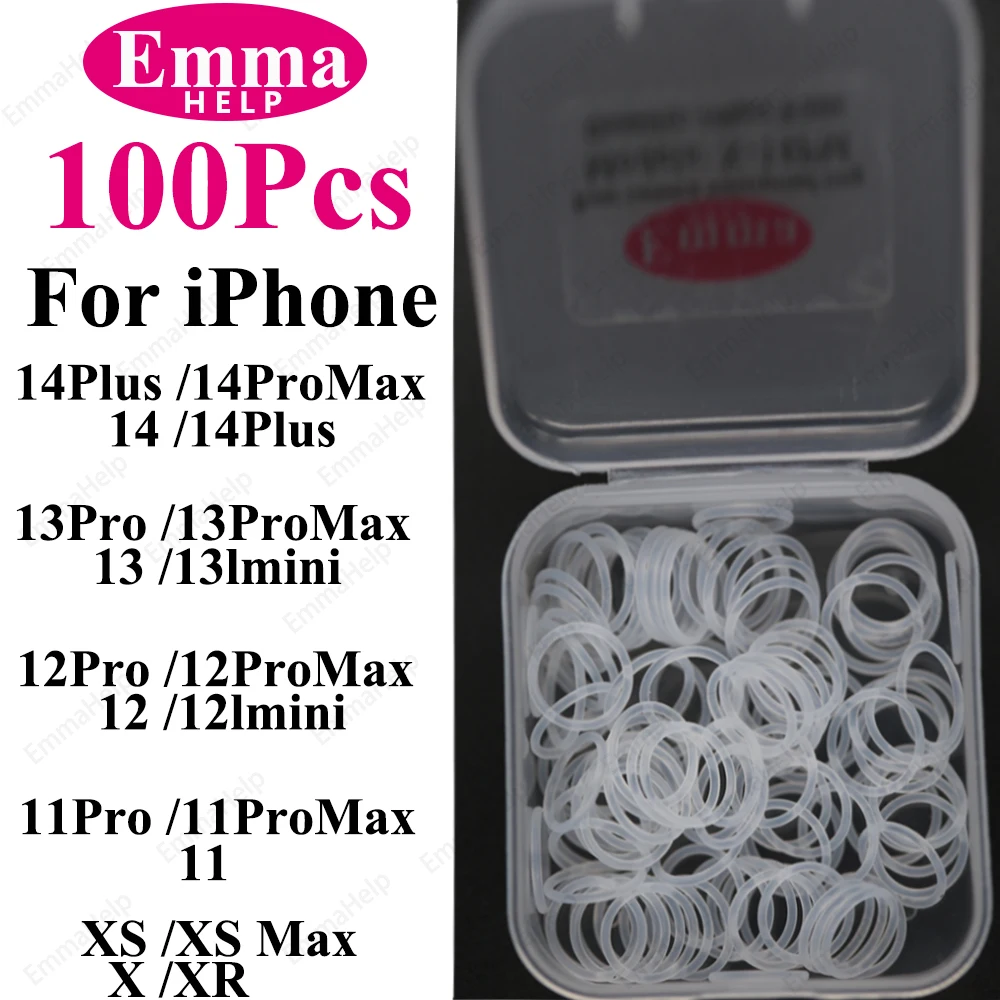 Anillo de sellado impermeable para lente de cámara trasera, 100 Uds., para iPhone 11 12 13 mini X XR XS 14 15 16 Pro Max, círculo de goma resistente al agua, sujeción grande