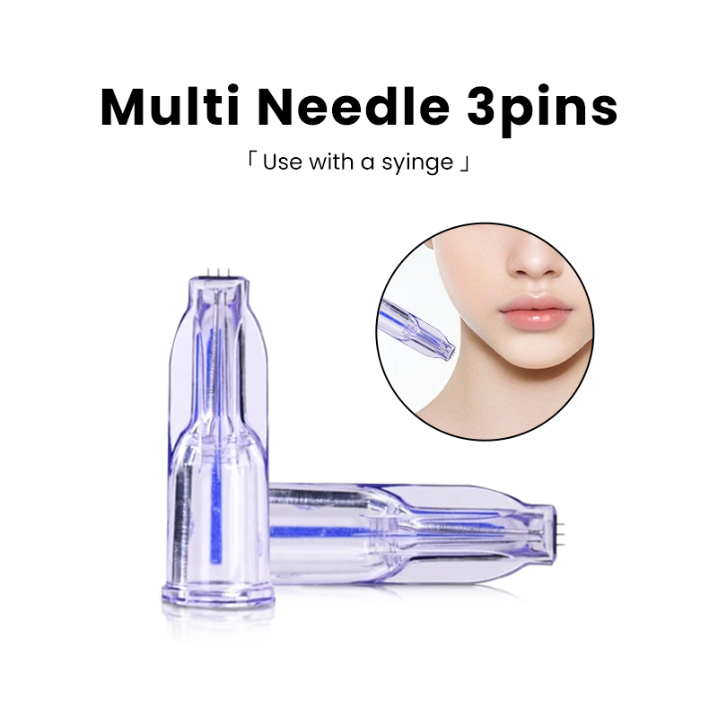 2-20 peças 34g nanosoft microagulhamento preenchido à mão em torno dos olhos e pescoço 3 pinos multi agulhas ultrafino estéril pacote único