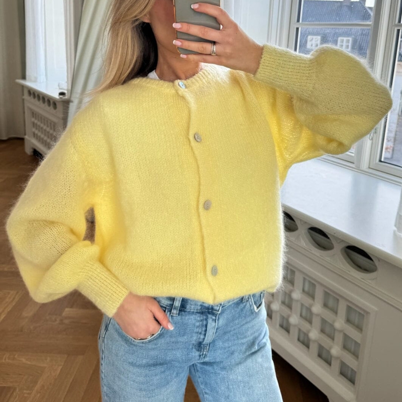 Preppy Y2K Vintage Gestrickte Pullover Frauen Damen Mode Einfarbig Strickjacken Frühling Herbst Button-Down Strickwaren Jacke Mantel