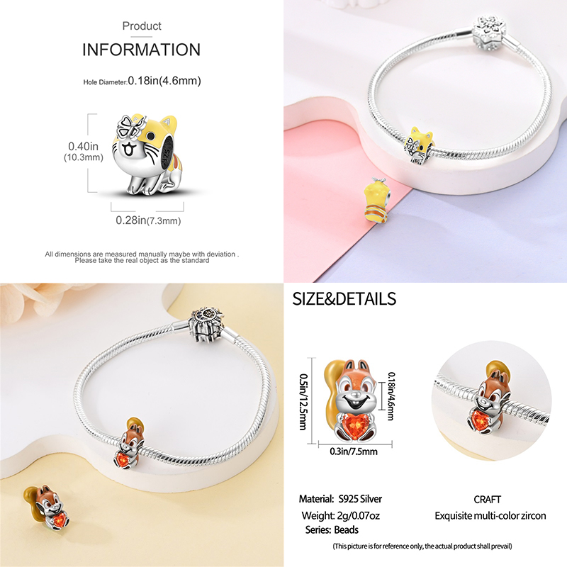 S925 Sterling Silber Eule Eichhörnchen Bär Igel Niedlichen Tier Serie Kreative Charms Perlen Fit Pan Original Armbänder DIY Schmuck