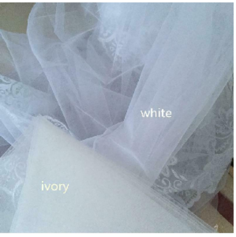 White/Ivory Chapel Bridal Veil Luxury Women's Sequin Lace Veil Wedding Accessories with Comb