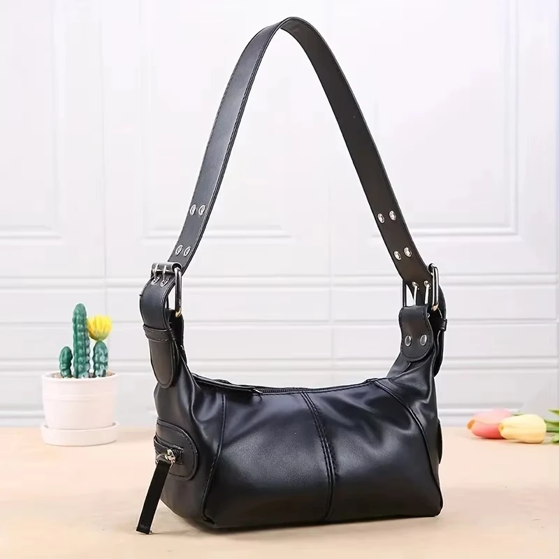 Unterarmtasche Damentasche Cool Drag Style Single Shoulder Unterarm Stick Bag Nischendesign Leder Reißverschluss Single Shoulder Handtasche