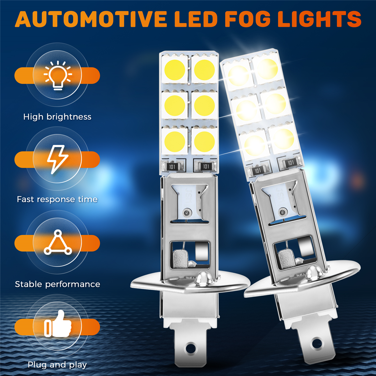 4ชิ้น H1 6000K ซูเปอร์สีขาว80W ชุดหลอดไฟ lampu depan LED ไฟตัดหมอก
