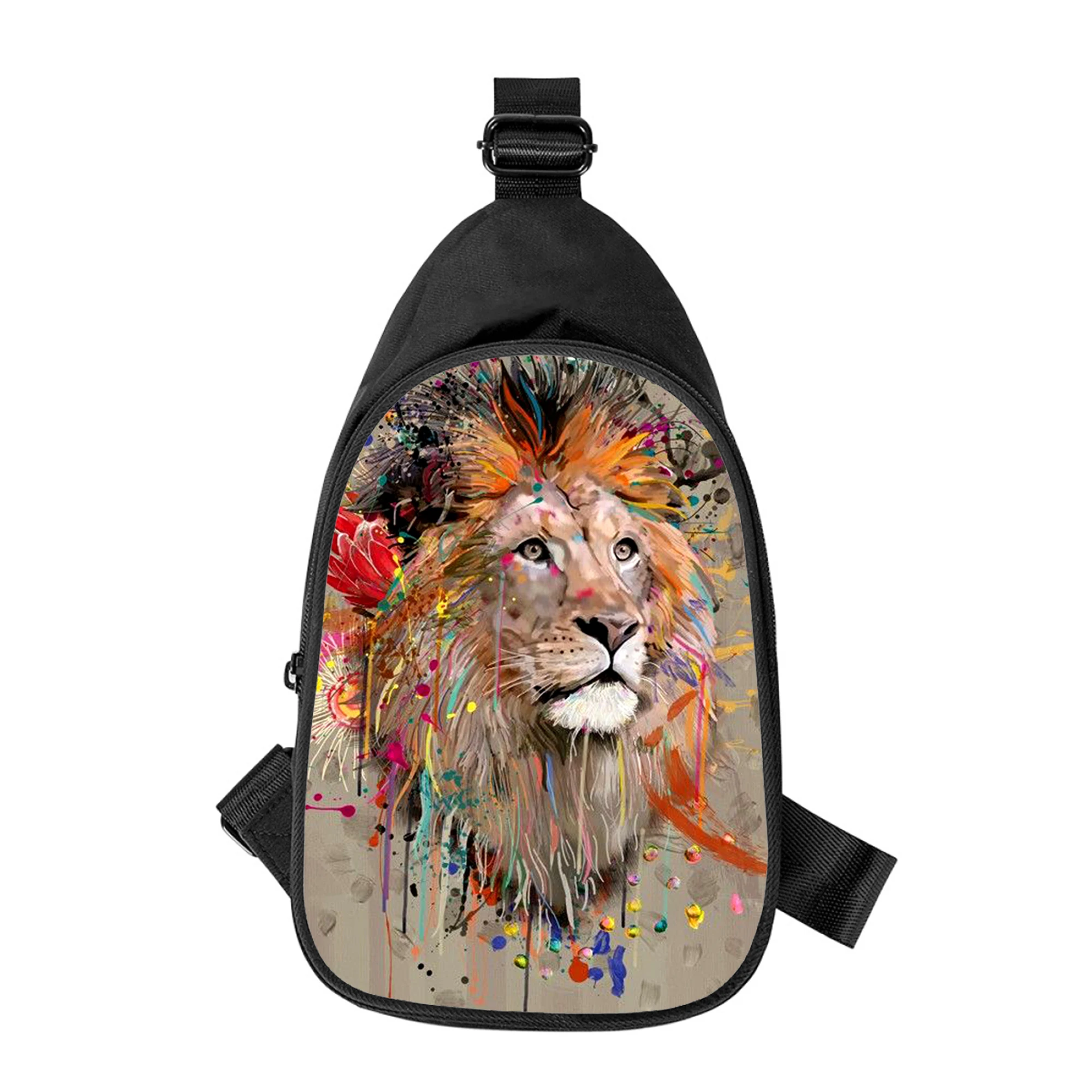 Wilde Illustration Löwe 3d neue Männer Kreuz Brusttasche diagonal Frauen Umhängetasche Ehemann Schule Taille Pack männliche Brust Pack