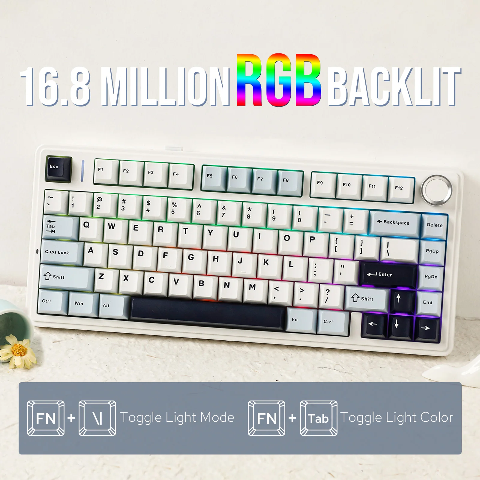 EPOMAKER x AULA F75 75% ANSI Hot-Swap Gasket Bluetooth 5.0/2.4G Wireless/Wired Mechanical Keyboard PBT Keycaps for Mac/Win