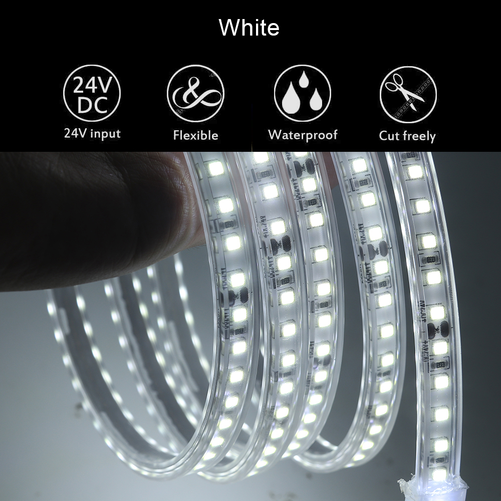 12V ไฟ LED Strip IP68 กันน้ํา SMD2835 120 LEDs/M LED เทปริบบิ้นยืดหยุ่นสีขาว/อบอุ่นสีขาว 2PIN สายไฟ LED สําหรับ Home