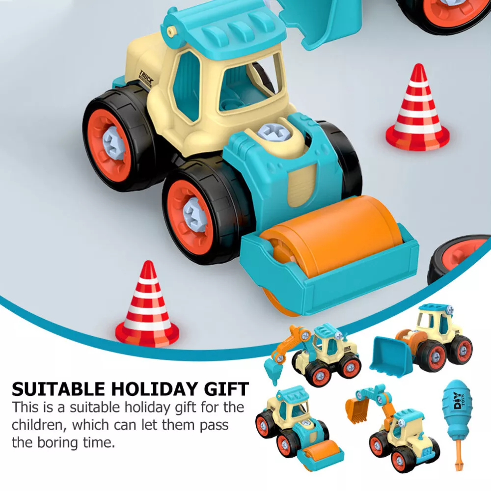 Children's DIY Disassembly Engineering Car Toy with Nut Assembly Puzzle and Sliding Excavation Disassembly Function