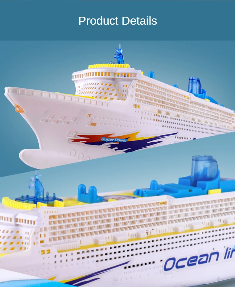 Barco de juguete eléctrico Universal para niños, modelo de crucero con música de sonido, 49CM, dirección automática