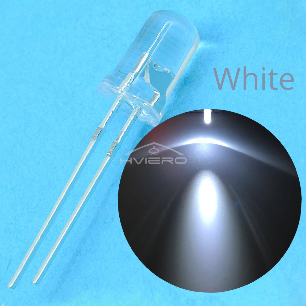 100 pz F5 5mm Rotondo Bianco Rosso Blu Rosa Caldo UV Acqua Trasparente Led Super Luminoso Ligte Diodi Emettitori 6000-6500k Perline lampada Lampadina