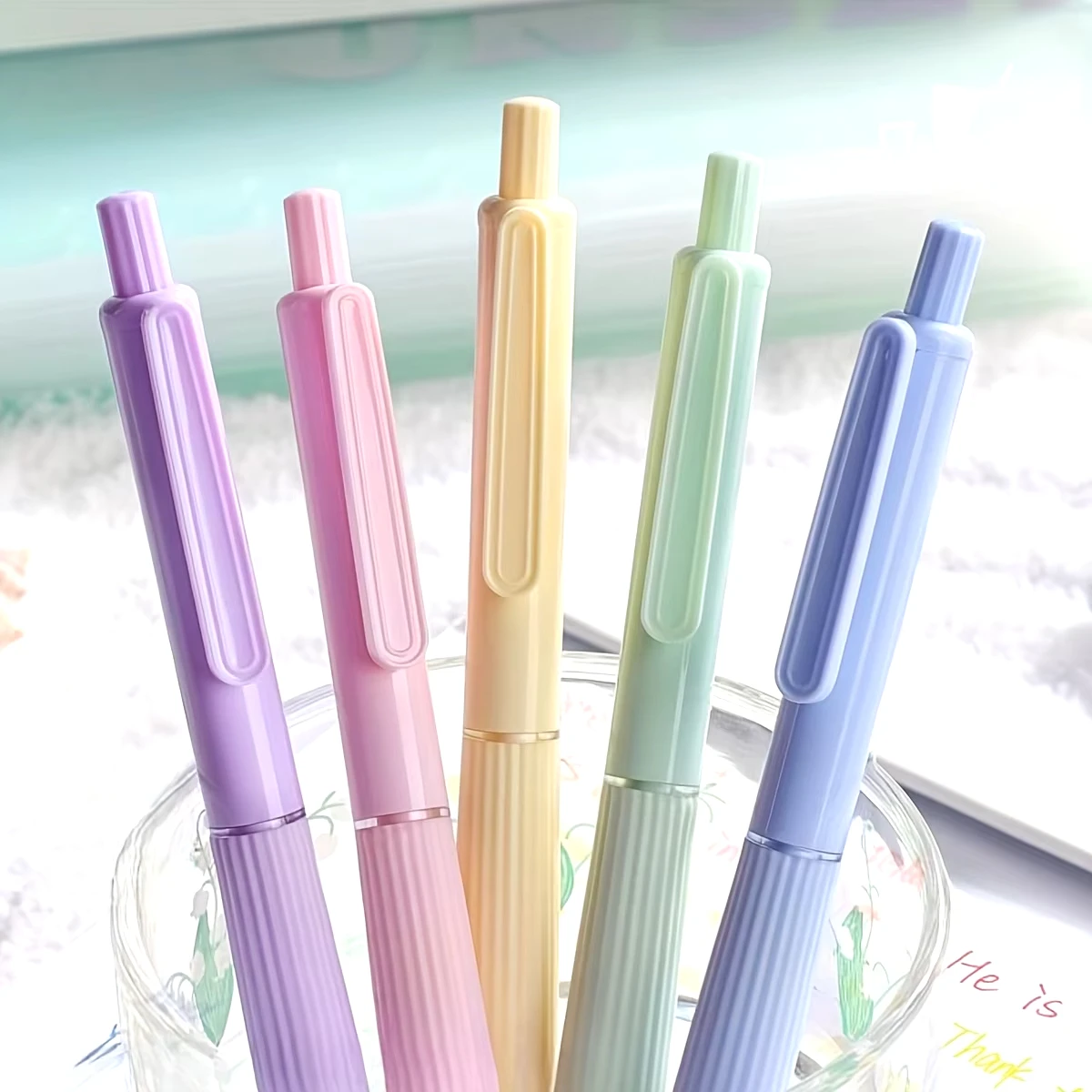 5 ชิ้น/กล่องปากกาเจลสี Retractable 0.5 มม.หมึก Quick-DRY ปากกา Fine Point Smooth Writing ปากกาสําหรับ Journaling หมายเหตุ Tak เครื่องเขียน