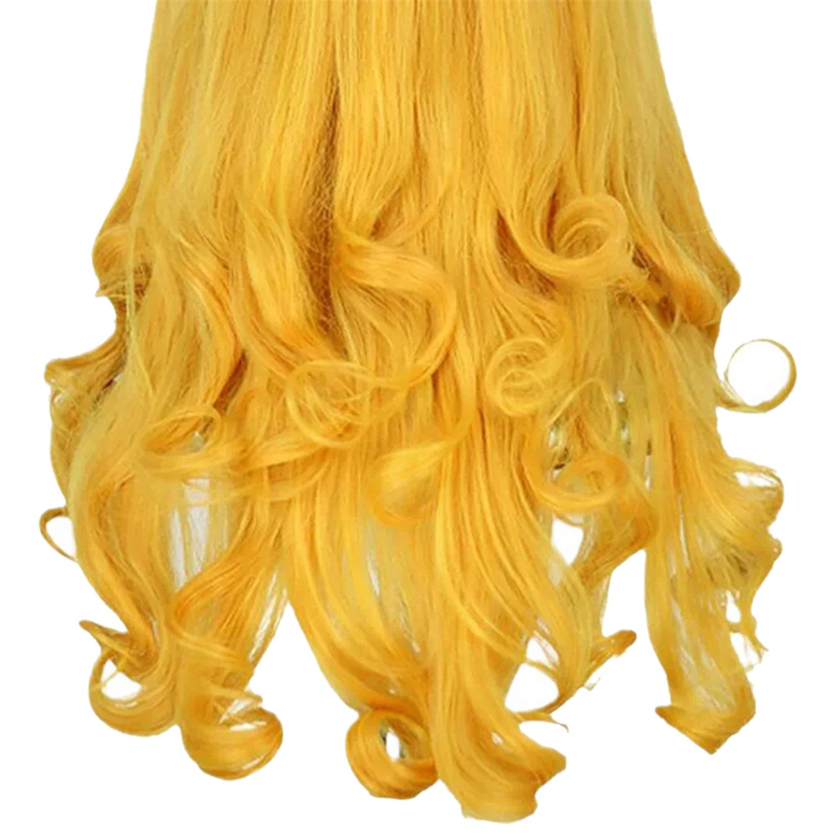 Peluca de princesa de bella durmiente de Anime para mujer, cabello largo amarillo, disfraz de Cosplay, pelucas de fiesta de Halloween, cabello largo y rizado