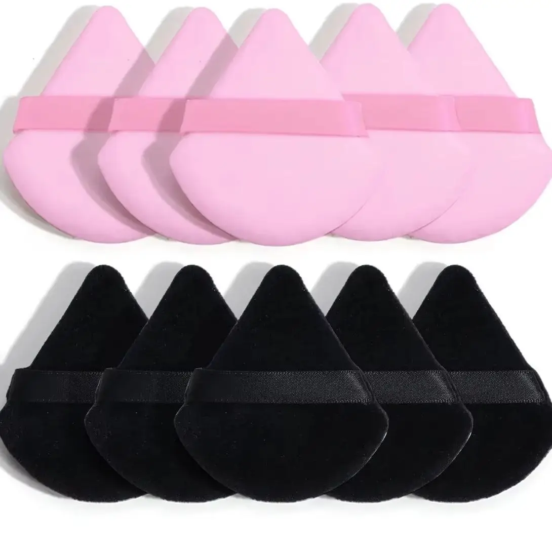 Puff triangular de 10/12 piezas, base de maquillaje, uso en seco y húmedo para polvo suelto líquido cosmético, suave, felpa, venta al por mayor