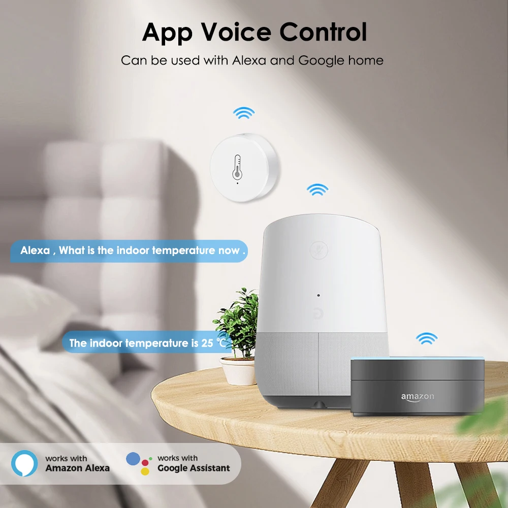 Sensor de humedad y temperatura para el hogar, higrómetro para interior, termómetro inteligente para el hogar, funciona con Smart Life, Alexa, asistente de Google, Tuya ZigBee 3,0