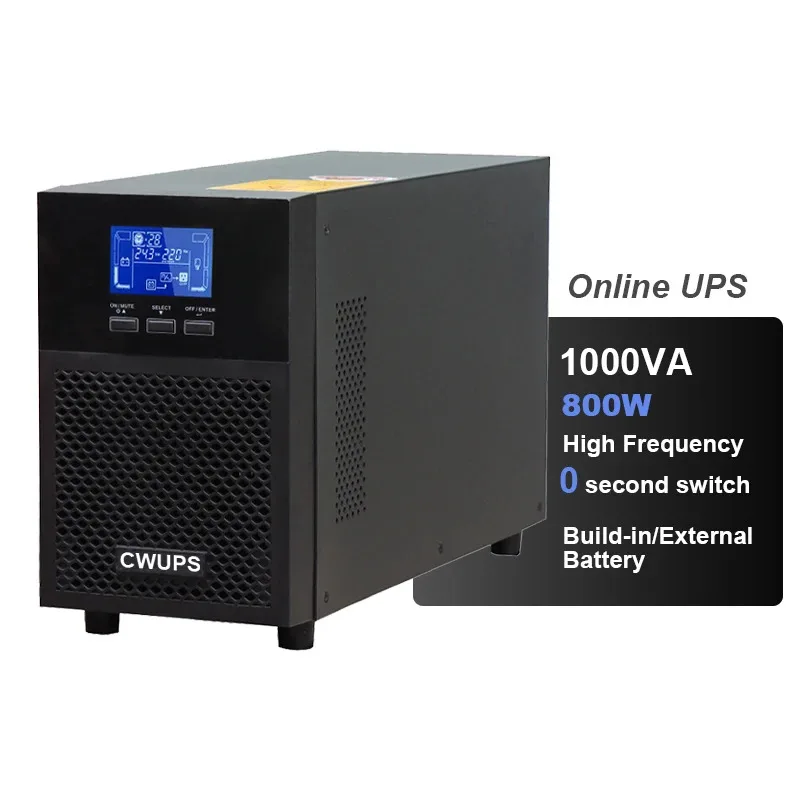 Cwups 1kva 800w 110v 220v Ups para dispositivos digitales para servidor pequeño fuente de alimentación ininterrumpida Ups en línea de alta frecuencia