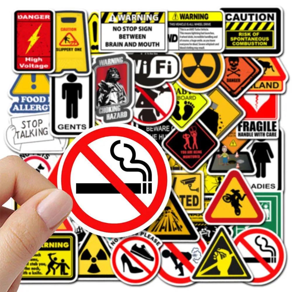 10/30/50 pçs adesivos de advertência perigo proibição skate geladeira guitarra portátil motocicleta viagem brinquedo clássico legal decalques adesivo