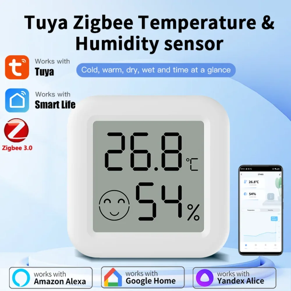 Tuya Zigbee 3.0 Датчик Температуры И Влажности Термометр С Дистанционным Управлением