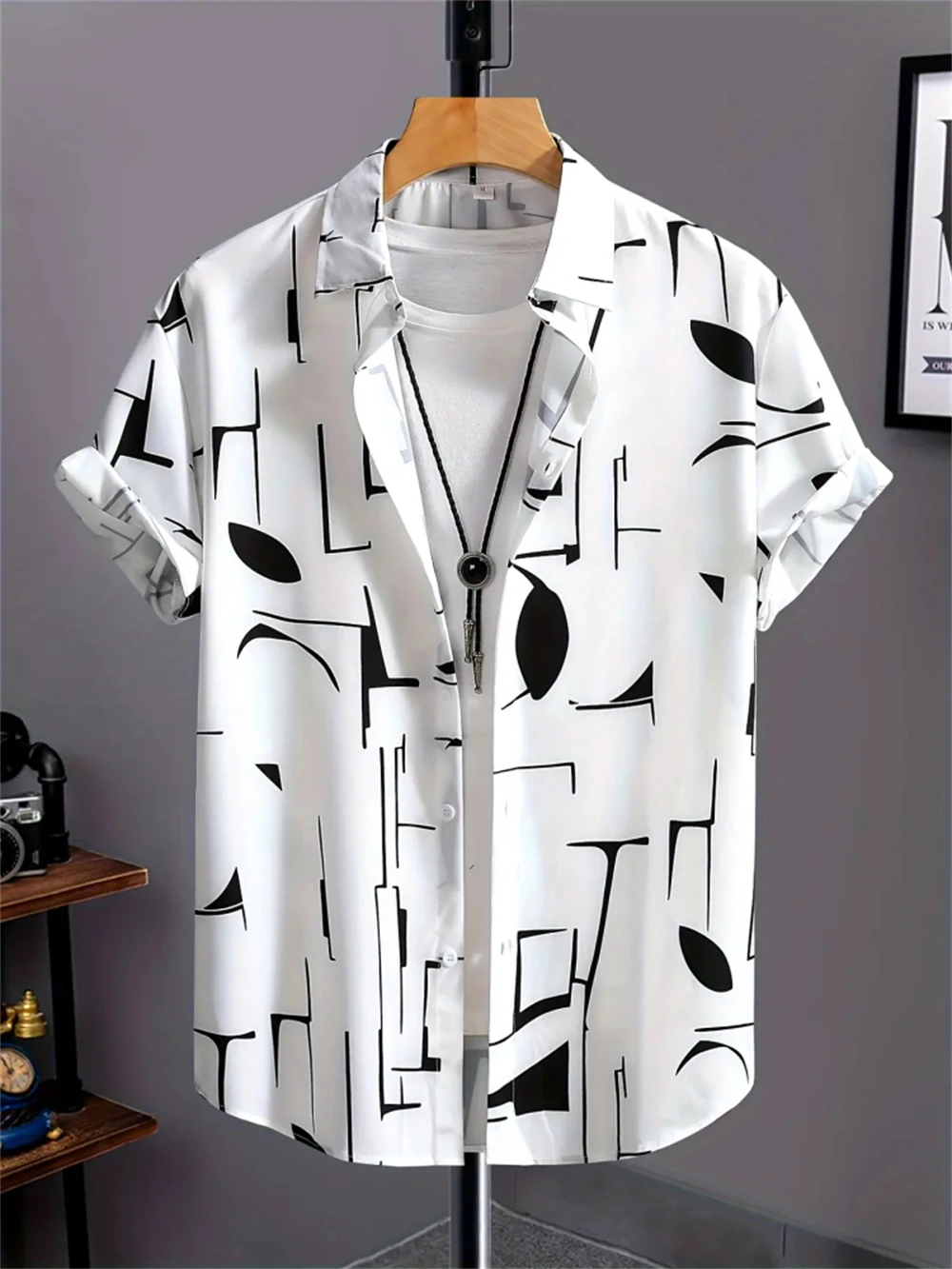 Simple Men's Shirt 3D Printed Retro Fashion Topshort Sleeve Beach Sweatshirt Street Hawaii Short Sleeved Shirt Men's Clothing
