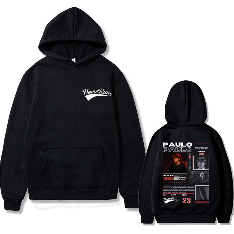 랩퍼 Paulo Londra Homerun 양면 인쇄 까마귀 남성 여성 힙합 빈티지 Tracksuit 남성 패션 캐주얼 대형 후드