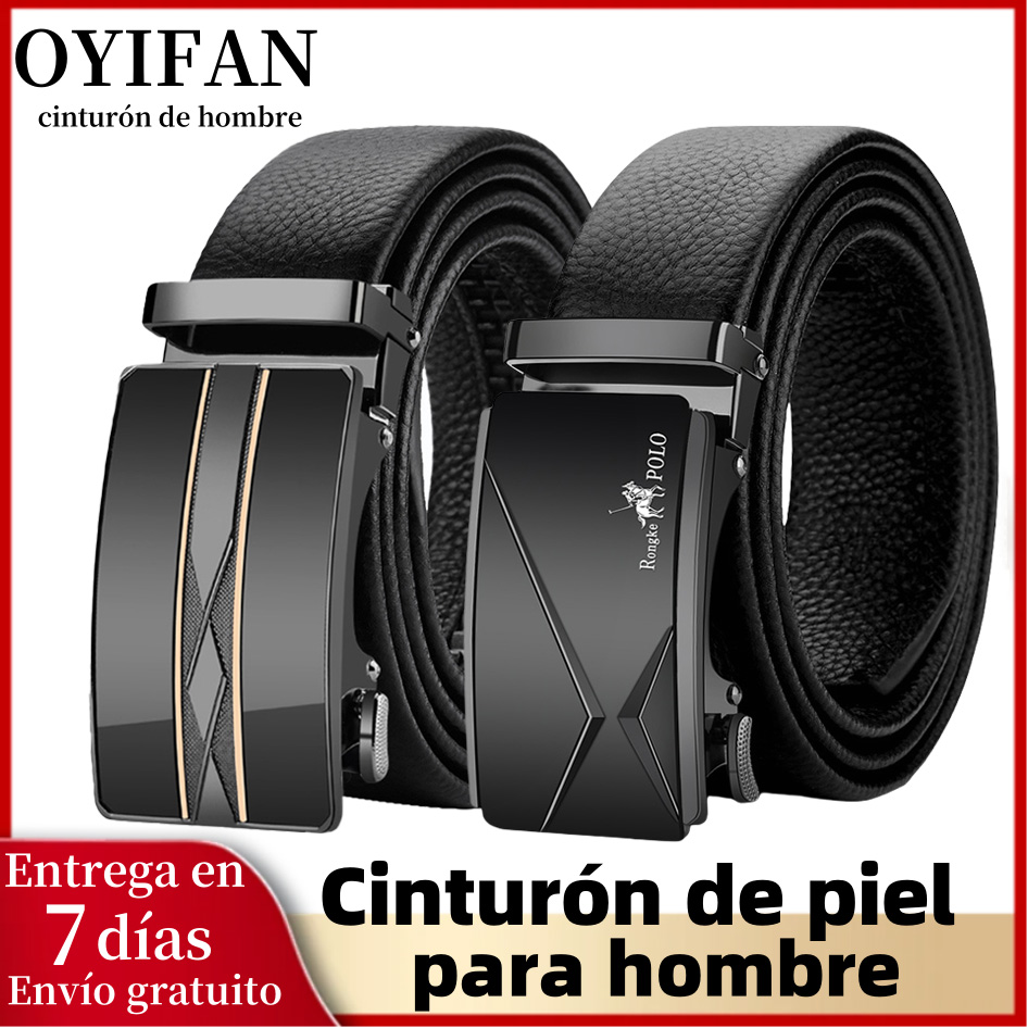 OYIFAN Cinturón para hombre Cinturón de cuero genuino para hombre Cinturones automáticos Pretina ajustable Cinturones de negocios 