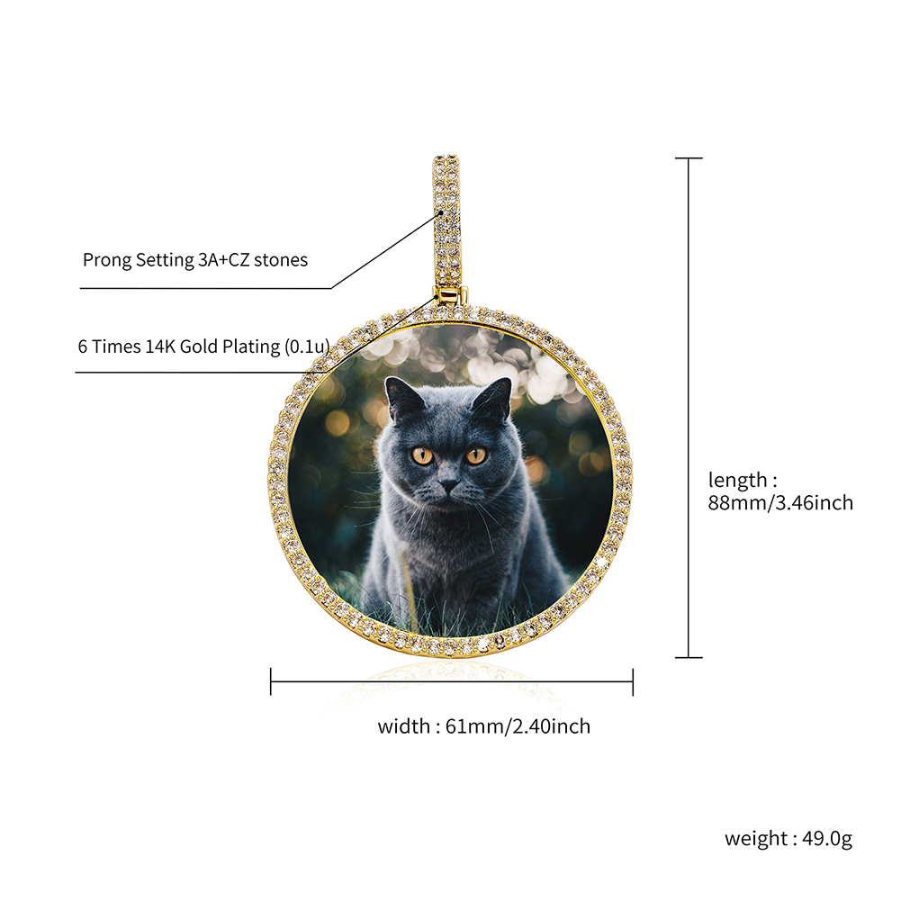 Topgrillz colar grande/pequeno redondo personalizado com foto nft, para arte digital e criptografar, pingente de casal, joia de hip hop, presente