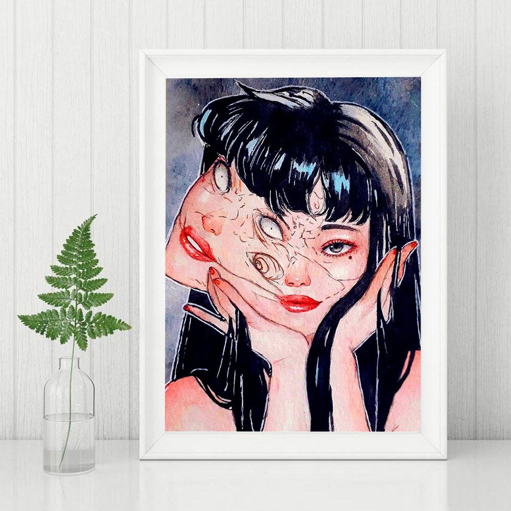 Analyste de peinture de diamant d'anime de fille d'horreur 5D, broderie complète de mosaïque, point de croix, image de bricolage, décor à la maison de Noël