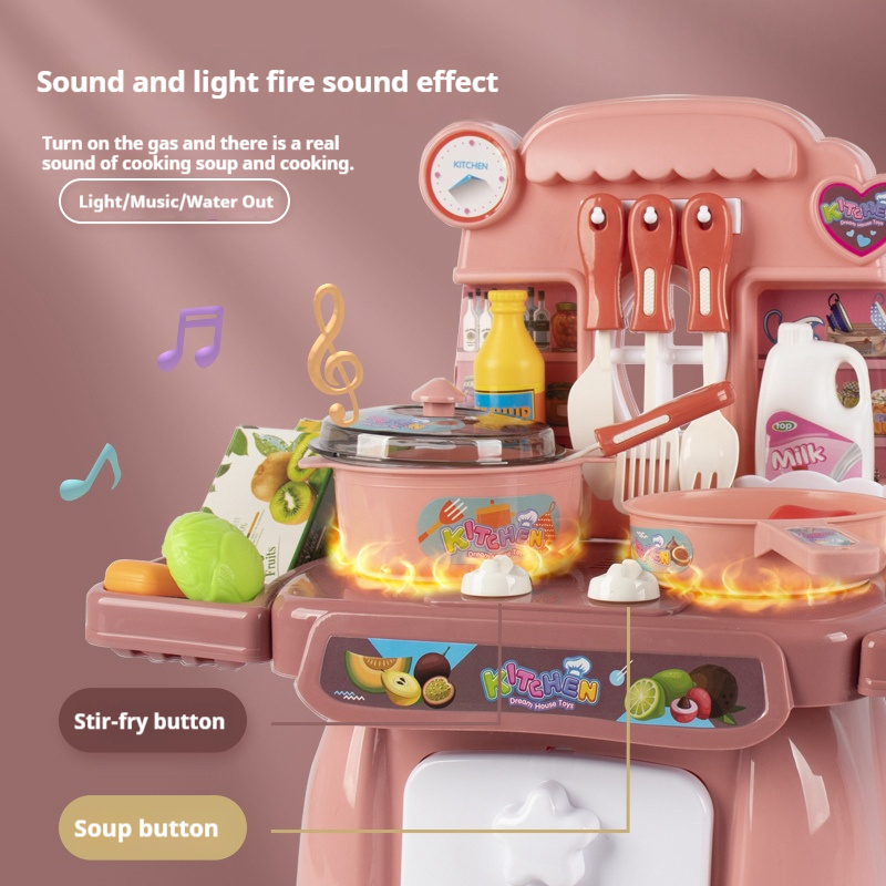 Simulado brinquedos de cozinha utensílios de cozinha iluminação e sons conjunto de jogo de cozinha crianças diversão brinquedo educativo brinquedo educativo