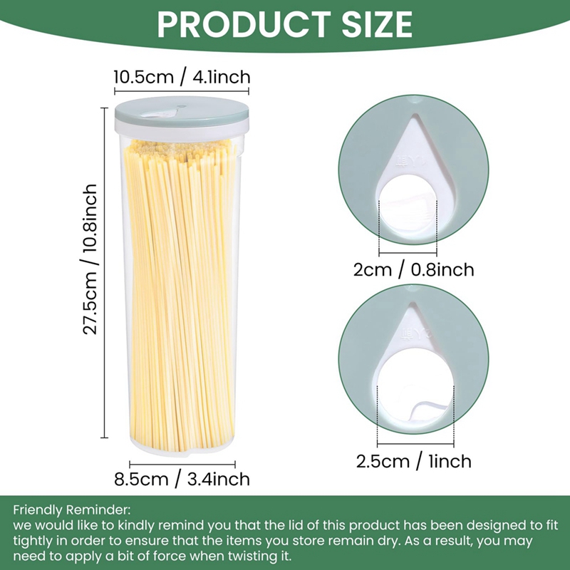 1 szt. Puszka na makaron z zamknięciem, pojemnik na spaghetti, makaron i fasolę z pokrywką zamykającą, plastik spożywczy do przechowywania w kuchni
