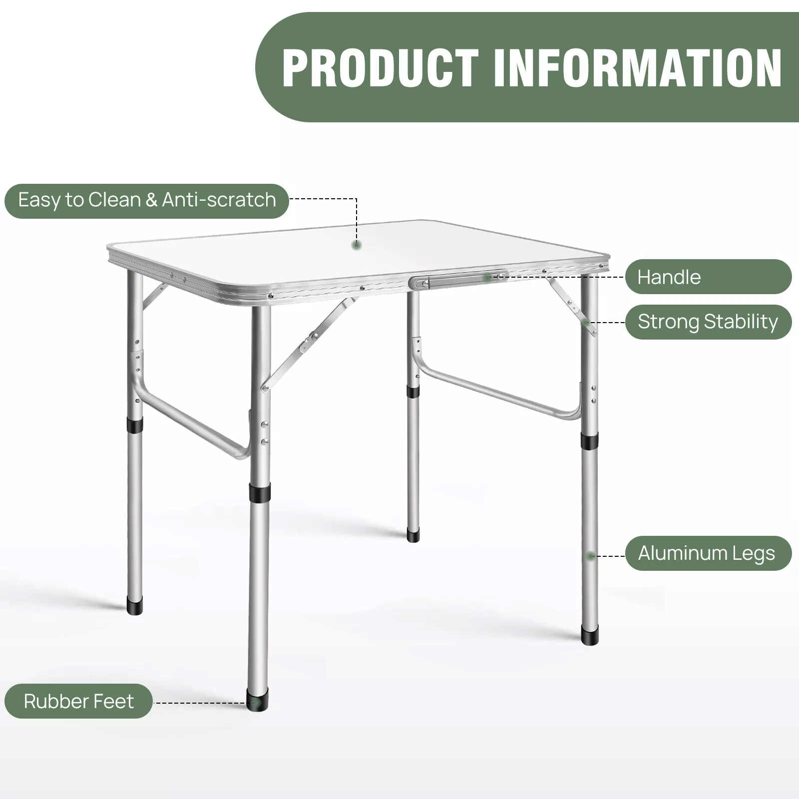 EFAN 2.5FT Aluminium Folding Table Portable Dining Party Kitchen BBQ Trestle Outdoor Tool for Camping Picnic Garden 75x55x70cm