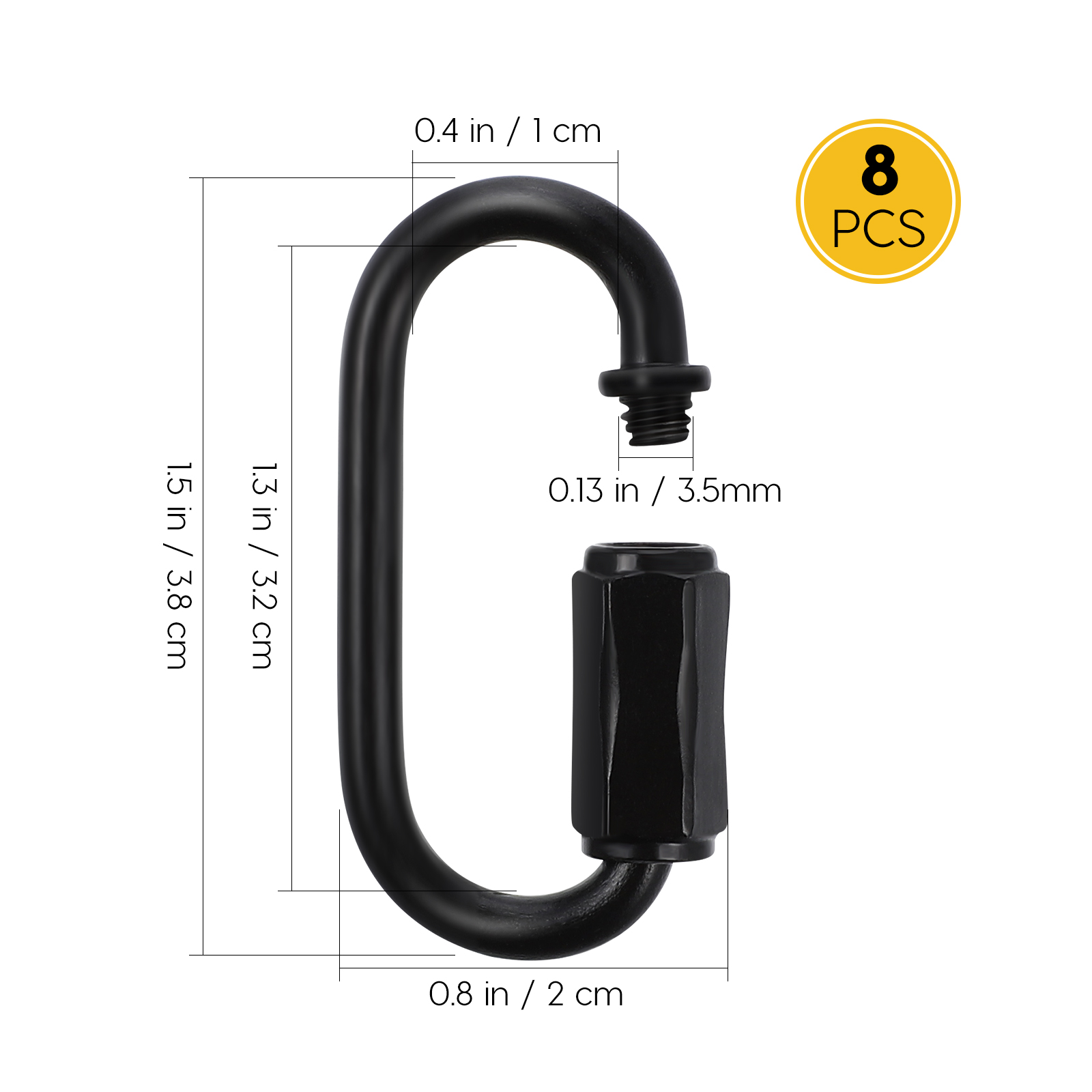 Mousquetons de verrouillage à vis en acier inoxydable, accessoires de camping, 8 pièces