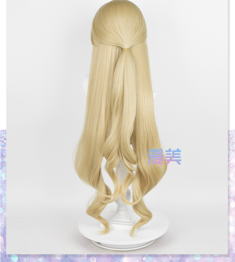 フォンテーヌ ナヴィア コスプレウィッグ 95 センチメートルリネンゴールドウェーブヘア耐熱合成頭皮ウィッグ