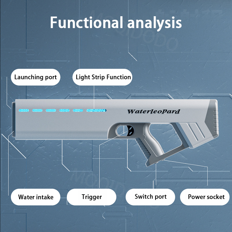 Pistola de água elétrica contínua, totalmente à prova d'água e absorção automática de água com luz para crianças, brinquedos divertidos ao ar livre para presentes infantis