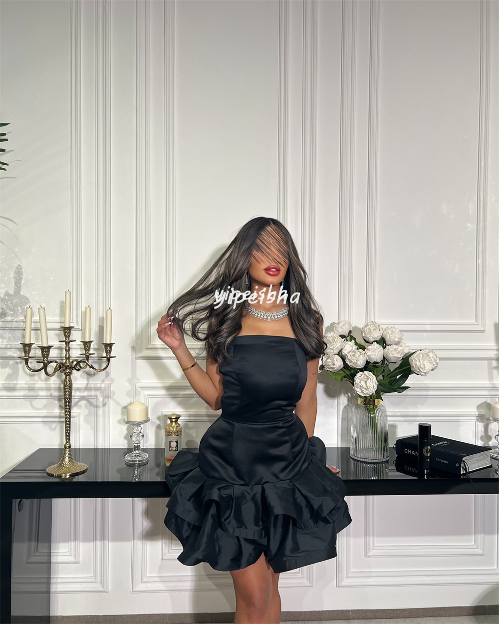 Customized High Quality Elegant Pleat Ruched Tiered A-line Strapless Short Dresses Bespoke Occasion Dresses Modern Style Fashion