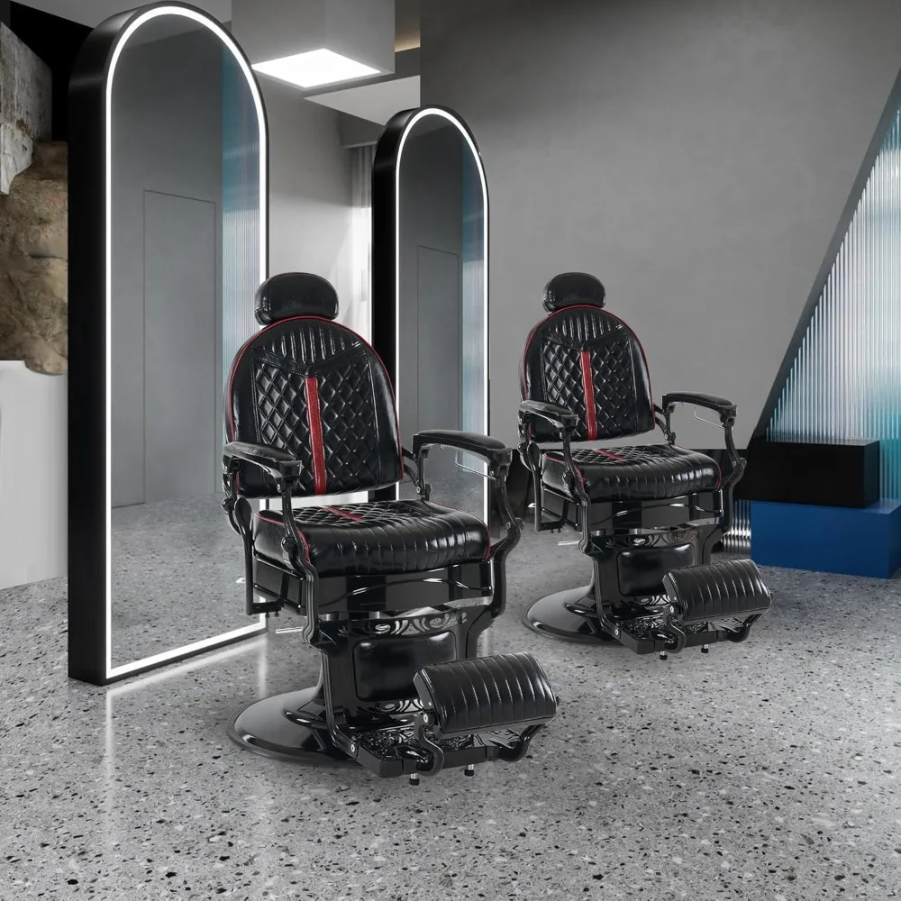 Heavy Duty Metal Vintage Barber Chair All Purpose Professional Hydraulic Reclining Salon Beauty Spa Chairs, Barber's Chair