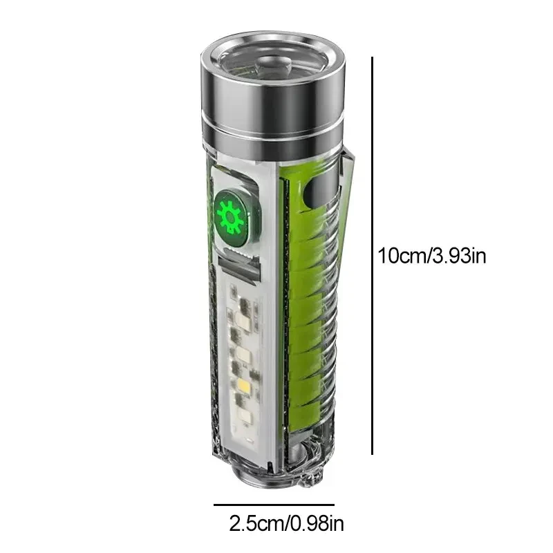 USB C ไฟฉาย LED แบบชาร์จไฟได้ LED MINI พวงกุญแจพร้อมแม่เหล็กหาง Uv Light มัลติฟังก์ชั่นแบบพกพาไฟฉาย Camping ไฟ
