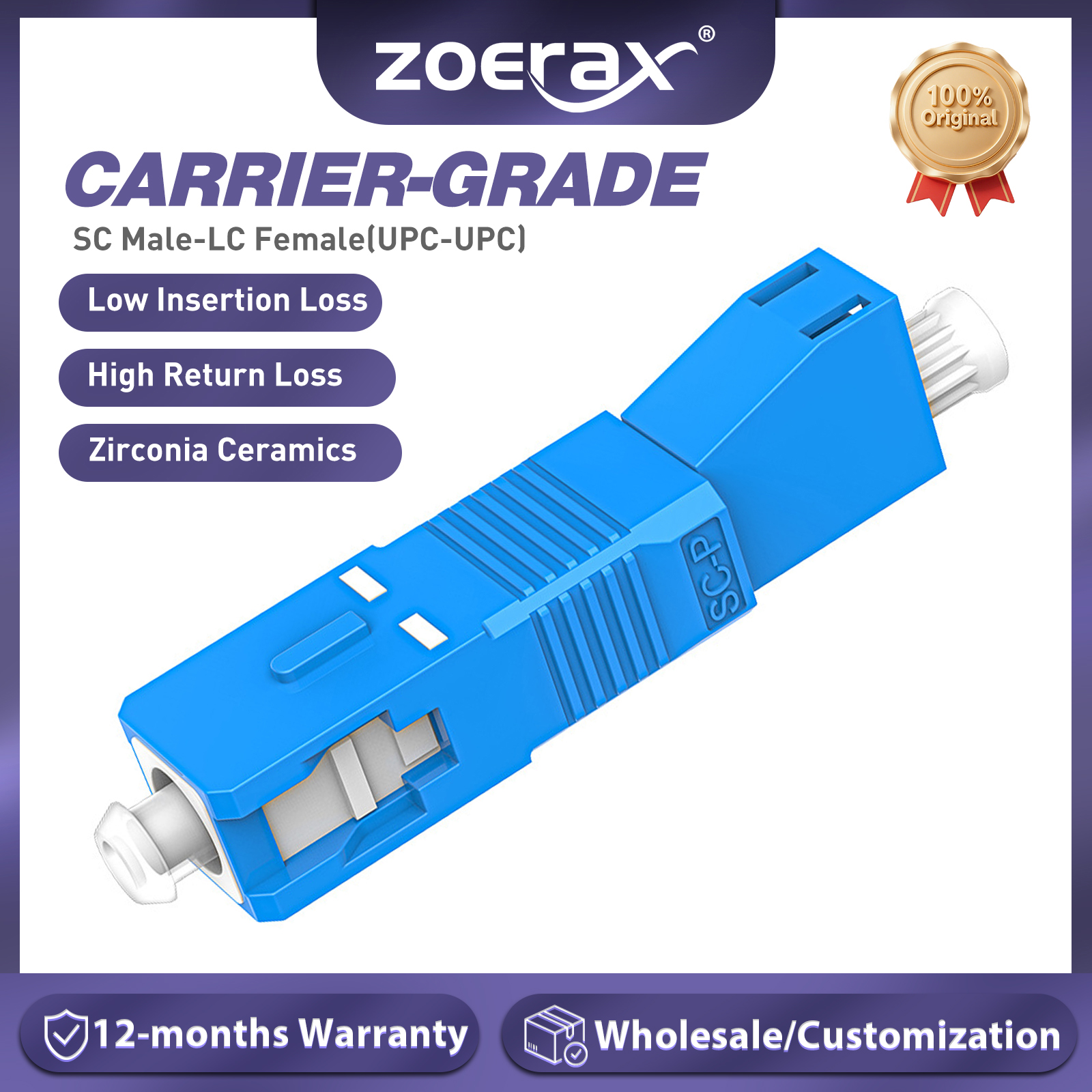 ZoeRax SC/UPC-Stecker auf LC/UPC-Buchse, Glasfaser-Stecker, FTTH-Singlemode-Adapter für Visual Fault Locator, optischer Leistungsmesser