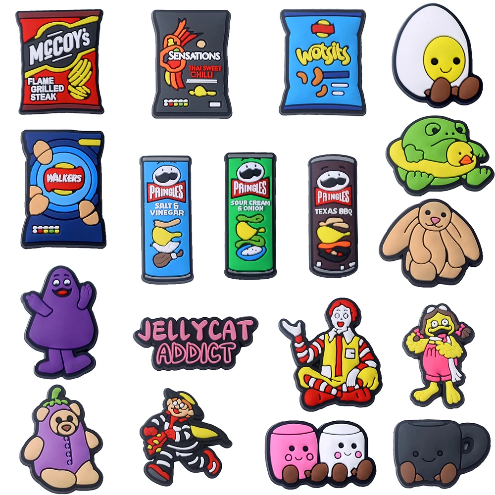 Serie de alimentos, 1-18 Uds., zapatos de anime de sangre caliente, zapatos decorados de pvc, venta de abalorios de cocodrilo personalizados de diseñador