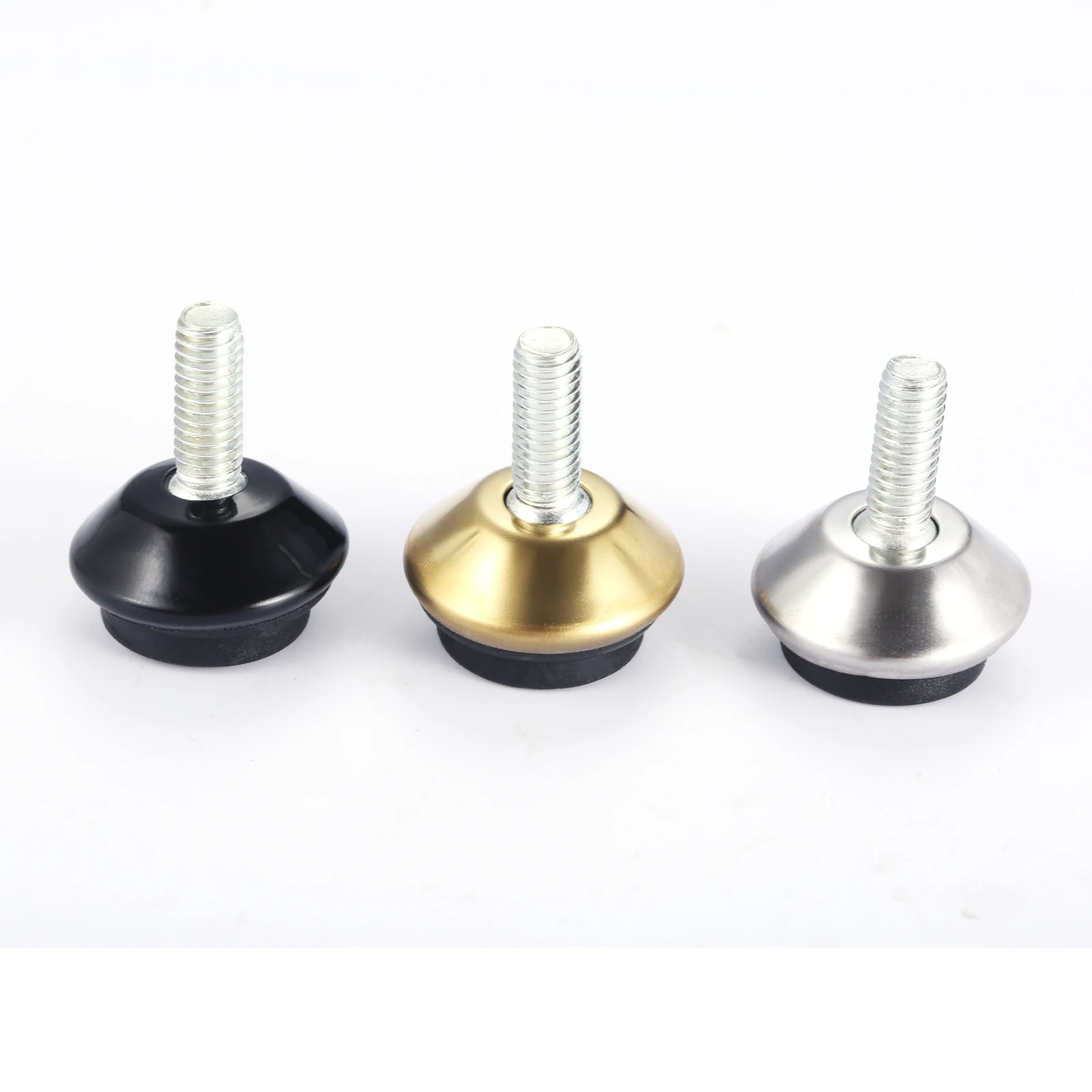 4 Pcs M6x15mm Swivel Furniture Leg Levelers Feet Glide Adjustable Leveling Feet Pad Black Base for Tables Chairs Cabinets Riser