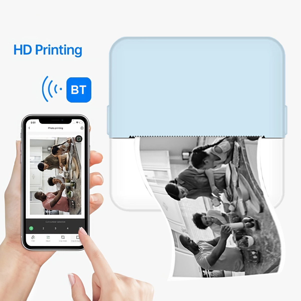 เครื่องพิมพ์ความร้อนฉลากแบบพกพา Mini HD เครื่องพิมพ์ Bluetooth ความอดทนสําหรับข้อผิดพลาดของนักเรียนหมายเหตุชื่อการพิมพ์ไร้หมึกกระเป๋าผิด