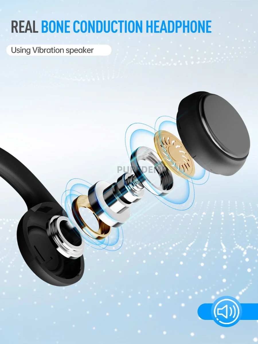 Auricular de conducción ósea Real tipo C, inalámbrico, Bluetooth, Auriculares deportivos impermeables con micrófono para entrenamientos, correr, conducir