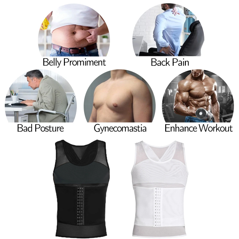 Mens Body Shaper เสื้อกั๊กการบีบอัดหน้าท้อง Shapewear Tummy Slimming Sheath Gynecomastia Shapers เครื่องรัดตัวเอวเทรนเนอร์ Fajas Tops