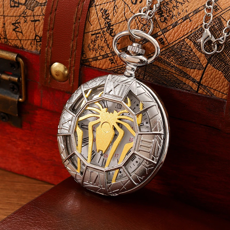 Moda nuevo Vintage relieve tallado y ahuecado estilo romano Flip reloj de bolsillo en cadena colgante reloj cadena hombres mujeres