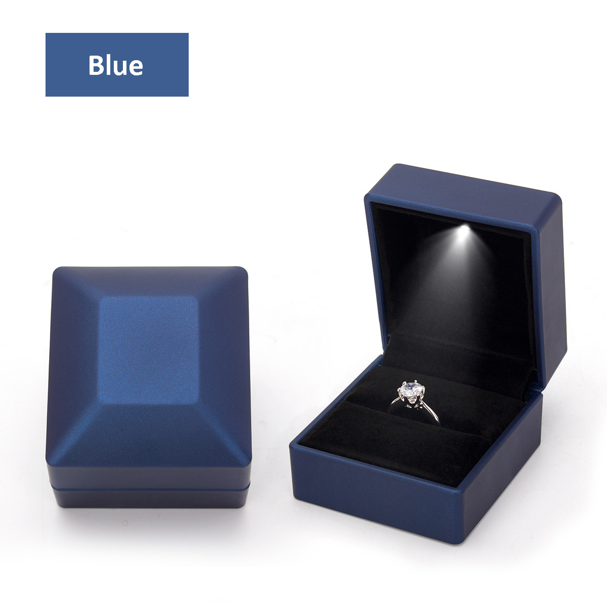 Luxury Ring Box With LED Light Diamond Ring Boxes Storage For Engagement Wedding Birthday Valentine's Day Ring Display Organizer
