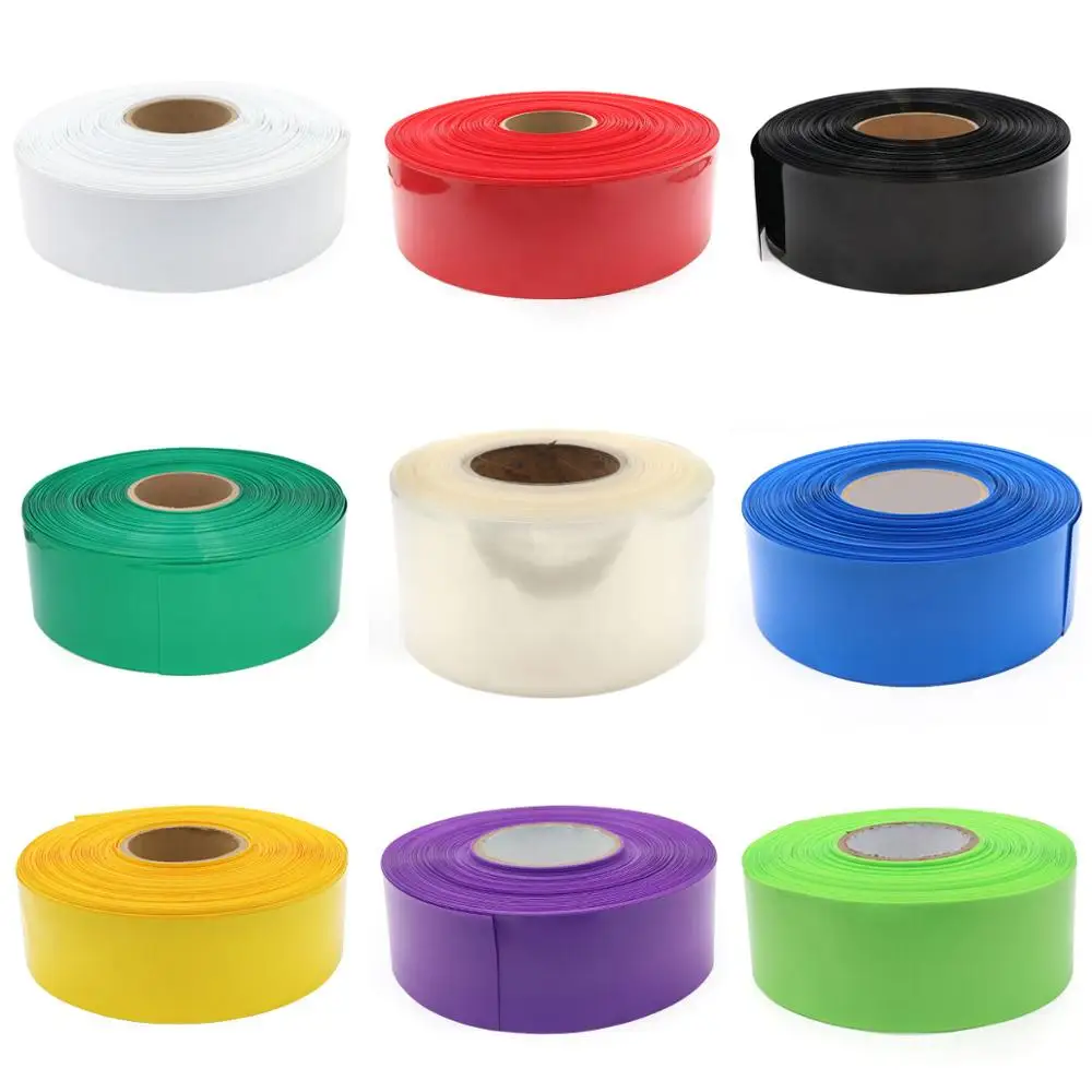 18650 リポバッテリー PVC 熱収縮チューブパック 85 ミリメートル〜 400 ミリメートル幅絶縁フィルムラップリチウムケースケーブルスリーブブルー